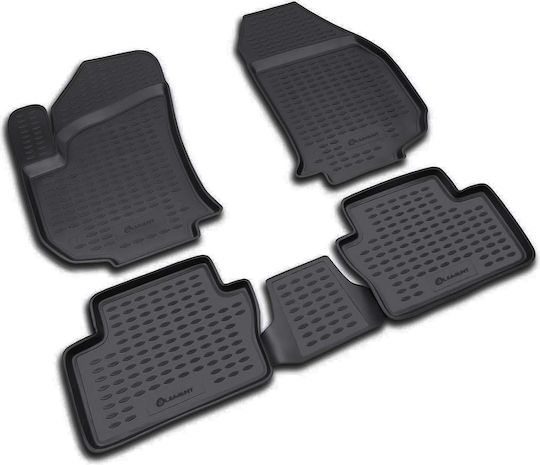 Novline Set of Front and Rear Mats 4pcs Tray Type for Opel Zafira Black