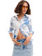 Flowers News Women's Long Sleeve Shirt Blue