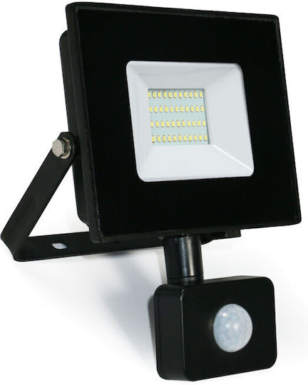 Lumax Στεγανός Προβολέας LED 50W Ψυχρό Λευκό 6000K με Αισθητήρα Κίνησης IP44