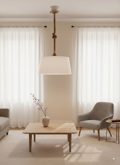 Heronia Hängelampe Weiß mit Seil für Fassung E27 35x85cm.