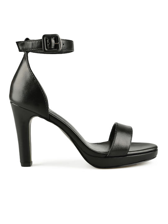 Tendenz Women's Sandals cu curea la gleznă Negru