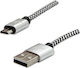 Logo Collection Braided USB 2.0 to micro USB Cable Μαύρο 2m