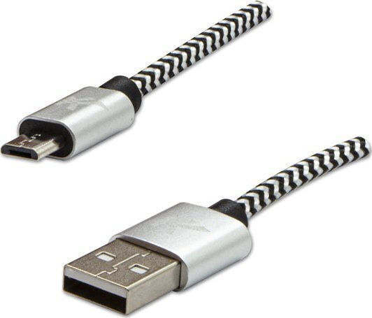 Logo Collection Braided USB 2.0 to micro USB Cable Μαύρο 2m