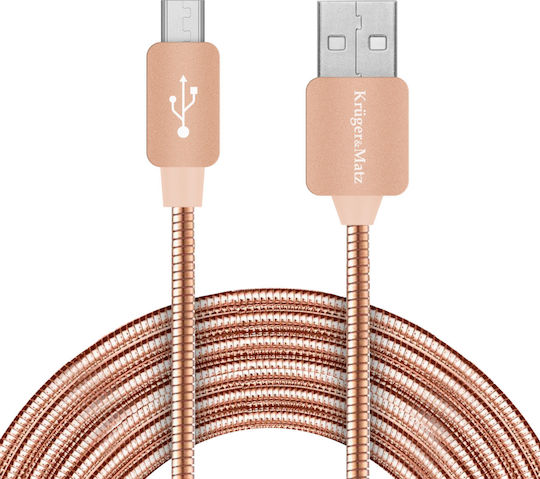 Kruger & Matz Edelstahl USB 2.0 auf Micro-USB-Kabel Rosa 1m (KM0360) 1Stück