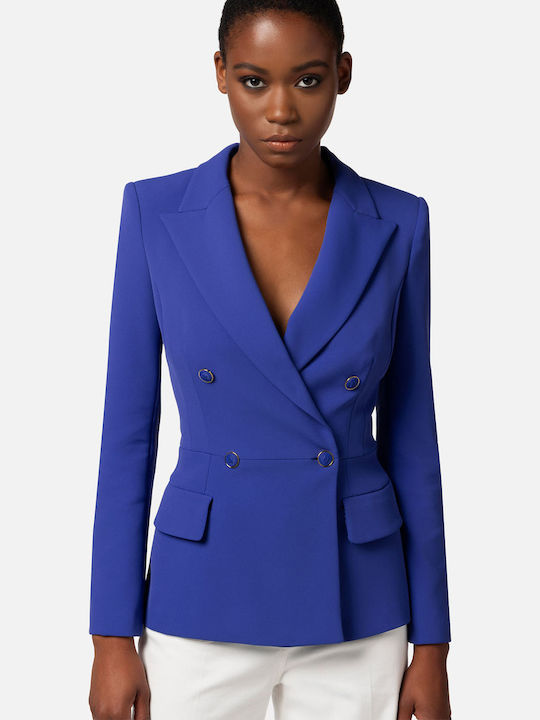 Elisabetta Franchi Women's Crepe Double Breasted Blazer Blue
