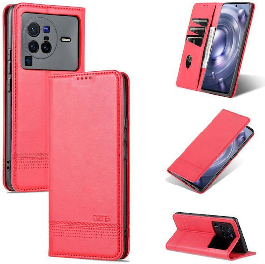X80 Pro Azns Back Cover Δερμάτινο / Δερματίνης / Σιλικόνης Μαγνητικό Κόκκινο (Vivo X80 Pro)