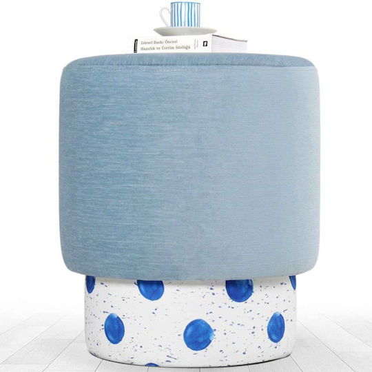 Hocker Für das Wohnzimmer Gepolstert mit Stoff Colyos Multi-blue 43x43x46cm