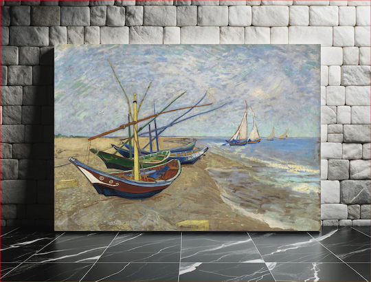Vincent Van Gogh's Fishing Boats On Painting on Canvas 50x40cm
