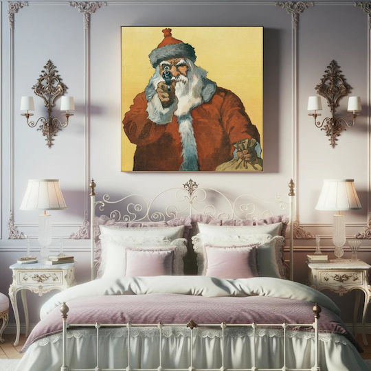 "hands Up!" Photomechanical Print Showing A Santa Claus Pointing A Handgun (1912) By Will Crawford Painting on Canvas 110x110cm