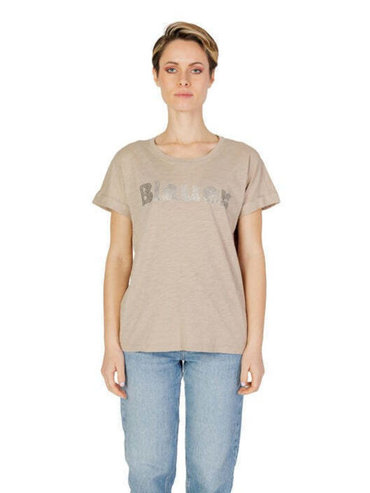 Blauer Γυναικείο T-shirt Μπεζ