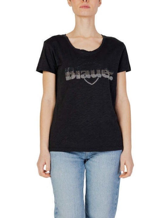 Blauer Damen T-shirt Schwarz