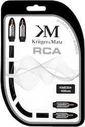 Kruger & Matz KM0304 2x RCA-Stecker - 2x RCA-Stecker 1m