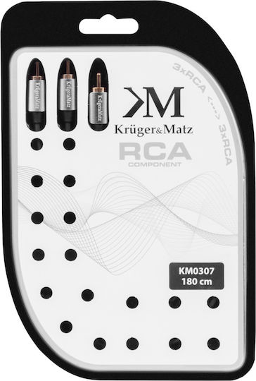 Kruger & Matz Cable 2x RCA male - RCA male 1.8m KM0307
