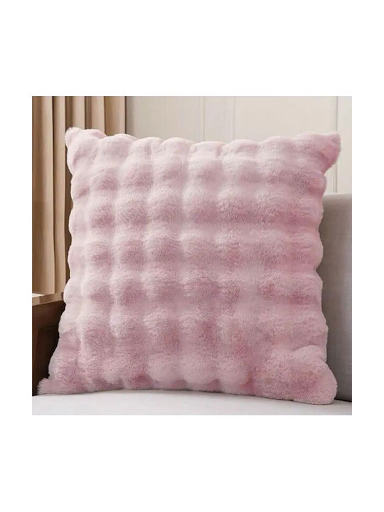 SpitiBazaar Pelzigen Dekorativer Kissenbezug Rosa 45x45cm