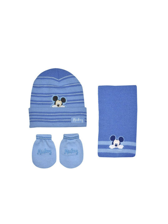 Mickey Mouse Clubhouse Kids Beanie Set with Scarf & Gloves Knitted Blue