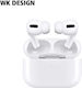WK V02 In ear Bluetooth хендсфри Слушалки с Кутийка за Зареждане Бял