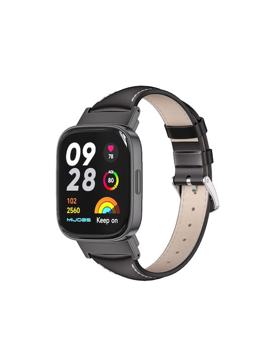 Mijobs Armband Leder Schwarz (Redmi Watch 3)