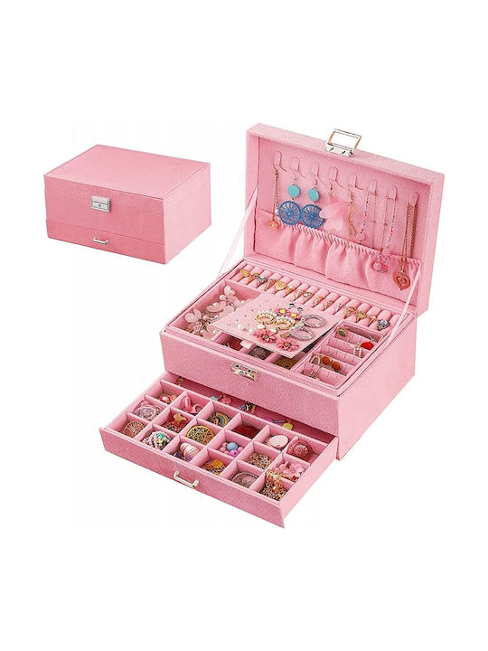 ecarla Velor Wooden Jewellery Box with Drawer