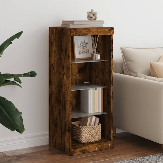 Wall Living Room Display Cabinet made of Particleboard with Glass & Lighting Coffee 41x37x100cm