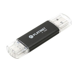 Platinet 64GB USB 2.0 Stick with connection USB-A & USB-C Black