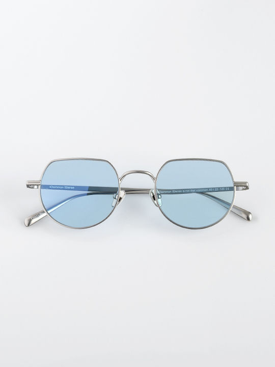 Common Sense Sunglasses with Silver Metal Frame and Light Blue Lens CS011