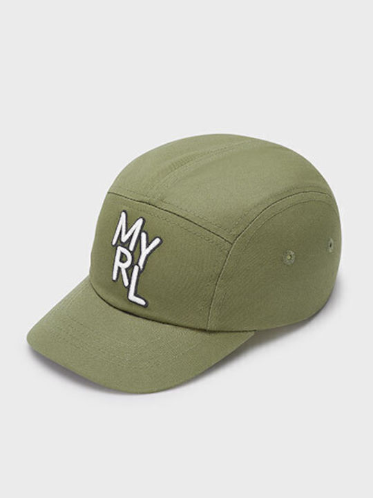 Mayoral Kids' Hat Jockey Fabric Embroidery Khaki