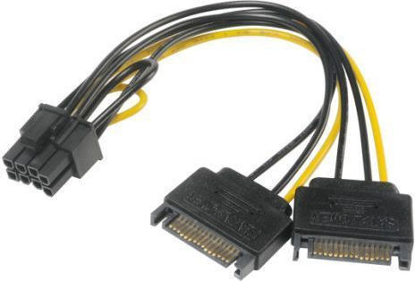 Akasa 15-Pin Sata - 8-Pin PCIe Kabel 0.3m Gelb (AK-CBPW19-15)