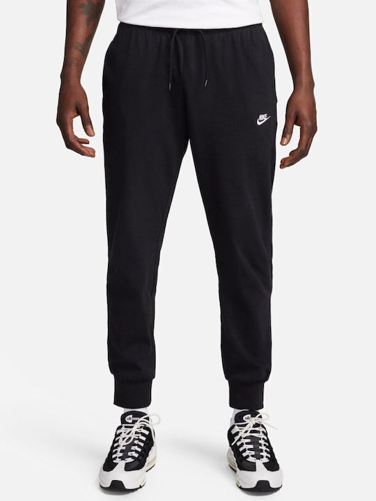 Club Fleece Παντελόνι Φόρμας με Λάστιχο Μαύρη