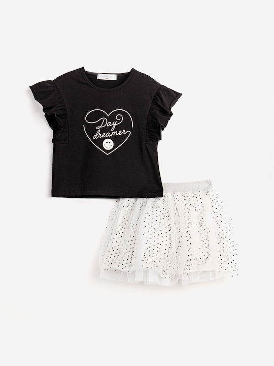 Funky Kids Set with Skirt Summer 2pcs Black