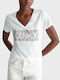Liu Jo Women's T-shirt with V Neckline White