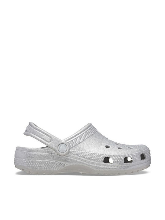 Crocs Classic Glitter Γυναικεία Σαμπό Ασημί
