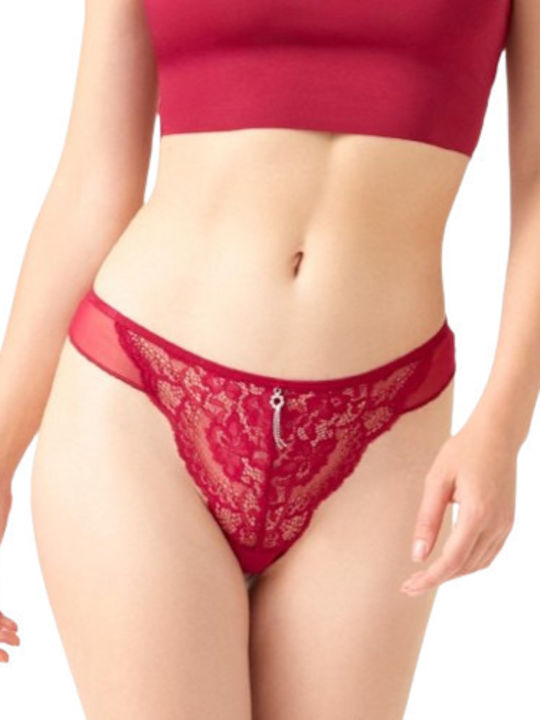 CottonHill Damen Slip mit Spitze Burgundisch