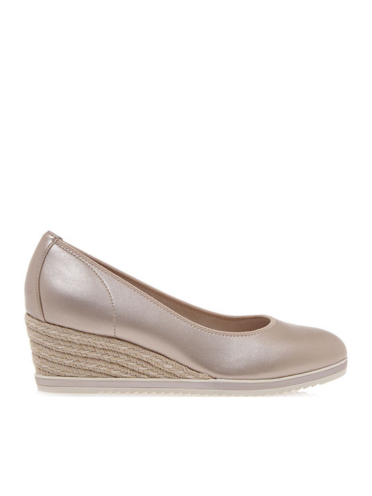 Synthetic Leather Gold Medium Heels