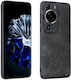 Azns 3d Embossed Skin Feel Umschlag Rückseite Silikon / Leder Schwarz (Huawei P60)