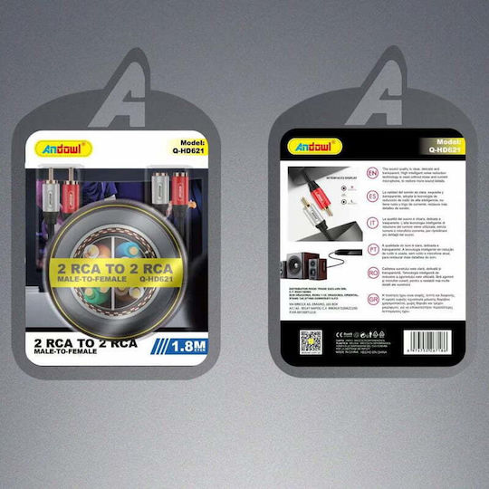 Andowl Qhd621 Cable 2x RCA male - 2x RCA female 2m