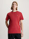 Calvin Klein Badge T-shirt Bărbătesc cu Mânecă Scurtă RED