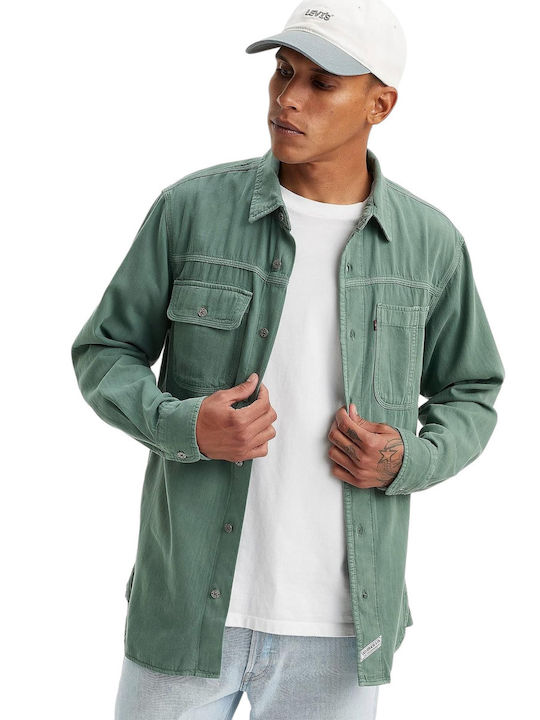 Worker Long-sleeved Cotton Shirt Green