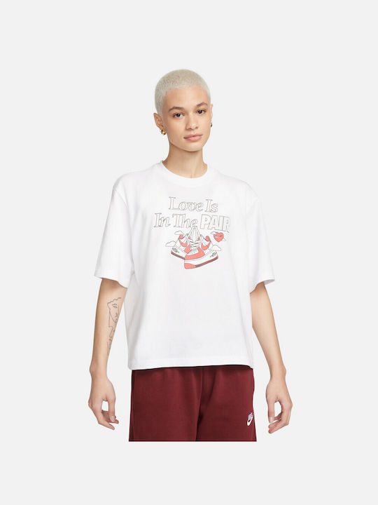 Nike Damen Sportliches Bluse Kurzärmelig White