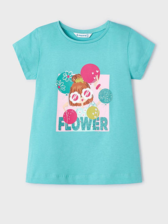 Mayoral Παιδικό T-shirt Τιρκουάζ Flower