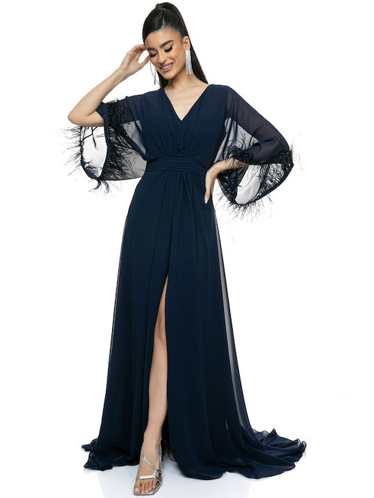 RichgirlBoudoir Summer Maxi Evening Dress with Slit Blue