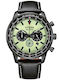 Citizen Men's Watch 44mm Chronograph Battery with Black Leather Strap