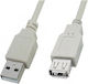USB 2.0 Kabel USB-A-Stecker - USB-A-Buchse Weiß 1.8m 04.001.0404