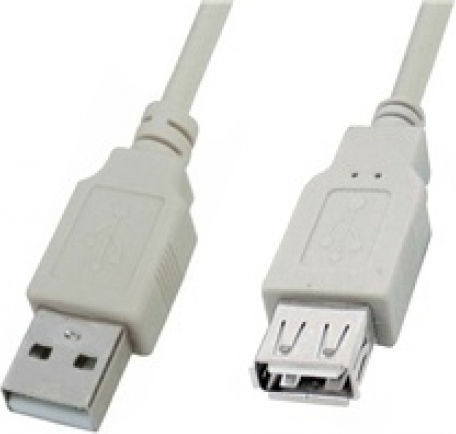 USB 2.0 Kabel USB-A-Stecker - USB-A-Buchse Weiß 1.8m 04.001.0404