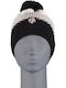Pom Pom Beanie Unisex Σκούφος Πλεκτός σε Μπλε χρώμα