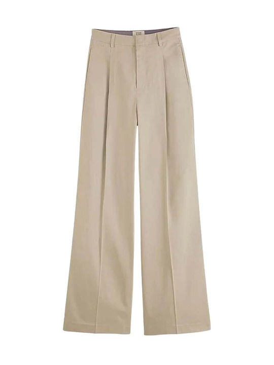 Scotch & Soda Women's High-waisted Fabric Trousers Soft Taupe
