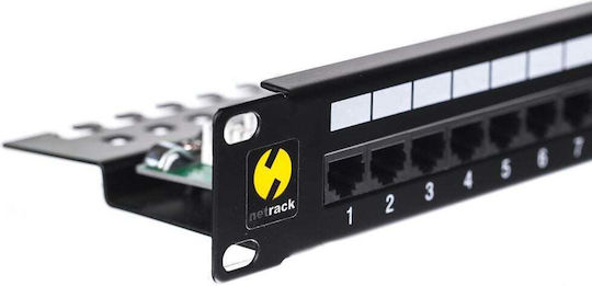 Netrack Patch Panel Unshielded για Rack 1U 19" 24 Θυρών cat6 Μαύρο