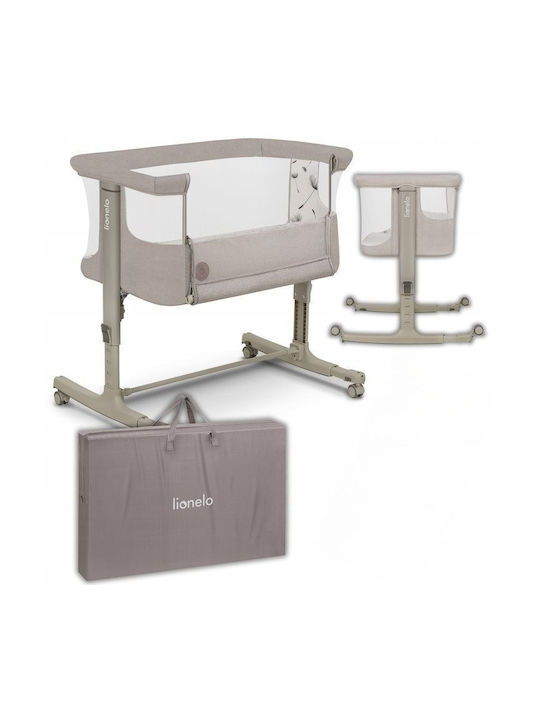Lionelo Cradle Aurora with Mattress, Side Opening, and Wheels Beige Sand