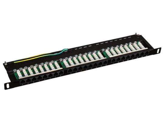 A-LAN Patch Panel για Rack 0.5U 24 Θυρών Μαύρο