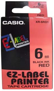 Casio Label Maker Tape 8m x 6mm in Red Color 1pcs