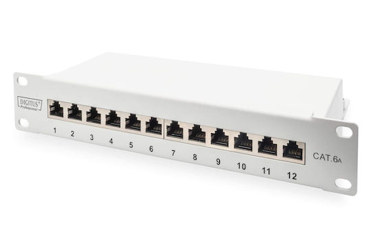 Digitus Екраниран пач панел за рафт 1U 10" 12 порта Сив